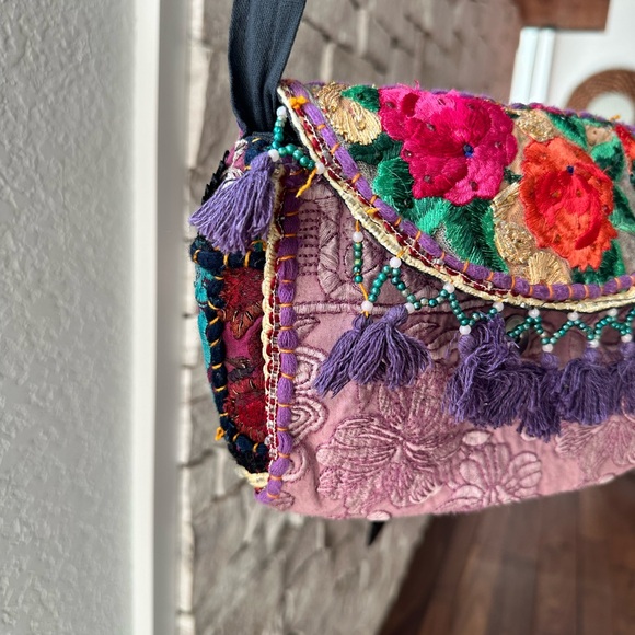 Urban Gypsy Boho Indian Fabric Beaded Crossbody - Picture 11 of 13